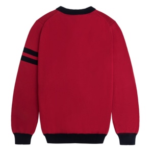 เสื้อคาร์ดิแกนผู้ชายสีแดงถักจากผ้าขนสัตว์/แคชเมียร์ผสมเนื้อหนา แขนยาว สีพื้น ติดกระดุมด้านหน้า คอวี แห้งเร็ว ระบายอากาศได้ดี - Product Image 6