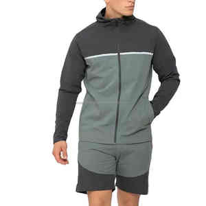 Conjunto Cortavientos de Dos Piezas Personalizado, Chaqueta con Cremallera y Pantalones Cortos de Nailon, 100% Poliéster, Ropa Deportiva Urbana para Hombre - Product Image 3