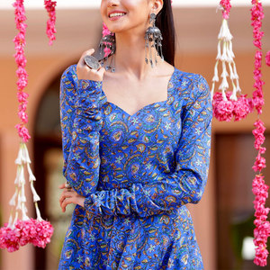 Vestido estampado para mujer, elegante, con estampado floral, informal, de manga larga, cómodo y a la moda para uso diario. - Product Image 6