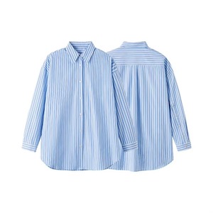 เสื้อเชิ้ตผู้ชายแขนยาวลายทางถักนิตติ้งสไตล์ลำลองสำหรับฤดูใบไม้ร่วง ผ้าฝ้าย 100% ปกคอเสื้อพับได้ ทรงบ็อกซี่ ระบายอากาศดี ติดกระดุมเม็ดเดียว สามารถสั่งทำได้ - Product Image 5