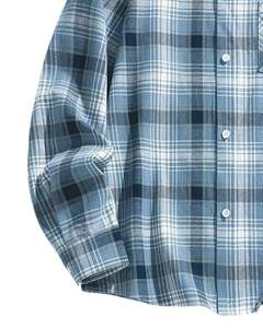 Camisa casual a cuadros azul claro para hombre, de algodón y poliéster, manga larga, con botones, para venta al por mayor, OEM, exportación, cadena de suministro - Product Image 5