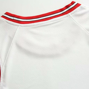 Ensemble de maillot de basket-ball unisexe blanc à manches courtes, col en V, séchage rapide, respirant, en polyester, avec short à cordon de serrage et taille élastique - Product Image 5