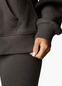 Oversized Hooded Sweatshirt Solid Color Cotton Fleece Pocket Casual Fit Unisex Autumn Wear Regular Length Knitted Style - Product Image 6