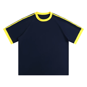 T-shirt unisexe personnalisé à col contrastant, 100 % coton, col rond, manches courtes, bicolore, pour équipes sportives - Product Image 1