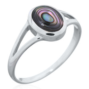 Elegant Oval Abalone Shell <b>Split</b> Shank Silver <b>Ring</b> - Product Image 1