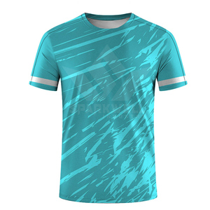เสื้อฟุตบอลผู้ชายสีเขียวอมฟ้า ลายเรขาคณิต คอกลม แขนสั้น ระบายเหงื่อได้ดี ชุดกีฬา - Product Image 1
