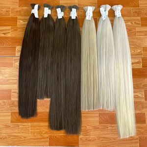 Extensions de cheveux vierges russes Remy en vrac, 100 % cheveux humains, style lisse et soyeux - Product Image 1