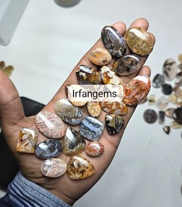 Pierres précieuses Irfan Gems 100% naturelles, agate en quartz, coupe ovale, 20-40 mm, pierres précieuses en vrac, cirées/entoilées, fabrication de bijoux faits à la main, pierre du Rajasthan - Product Image 4