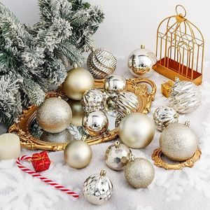 Set di 24 Palline di Natale in Oro Champagne, Decorazioni Infrangibili per Albero di Natale, Ornamenti Natalizi - Product Image 3