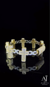 Bracelet cubain en argent sterling 925 avec perles d'eau douce, moissanite et chaîne en or rose glacé pour homme et femme - Product Image 2