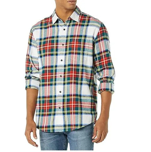 Men's <b>Plaid</b> Flannel <b>Shirt</b> Full Sleeve Casual Turn-down Collar 100% Cotton Spring Breathable Single Button Closure 140g <b>Shirts</b> - Product Image 3