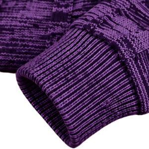 Sweat-shirt tricoté violet pour homme à motif abstrait, col rond, manches longues, pull décontracté avec poignets côtelés, pull d'hiver tendance - Product Image 6