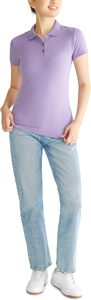 Camiseta Polo de Manga Corta para Mujer, Color Morado Sólido, Tejido Piqué, Corte Regular Informal - Product Image 6