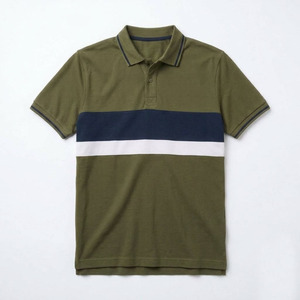 Polo de Manga Corta para Hombre, Tejido, con Bloques de Color y Rayas, Diseño Casual, Corte Regular - Product Image 5