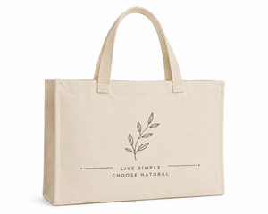 <b>Canvas</b> <b>Tote</b> Bag Large Size Live Simple Choose Natural Print Shopping Bag Hand Length Handle Daily Use - Product Image 1