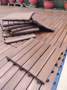 Vietnam Outdoor Patio Deck Acacia Wood Parquet <b>Flooring</b> 300 X 300 mm Interlocking Tiles Waterproof Square - Product Image 5