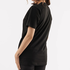 T-shirt noir à col rond pour femme, manches courtes, coupe classique, couleur unie, 100% coton molletonné, respirant, écologique, anti-UV - Product Image 5