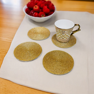Unique Embroidery <b>Beaded</b> Fabric <b>Coaster</b> Classic Style Custom Diameter Custom Thickness Eco-Friendly High Durable Home Hotel - Product Image 2