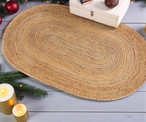 Alfombra Ovalada de Yute Trenzado Hecha a Mano al por Mayor, Reversible, de Arpillera Natural para Sala de Estar, Cocina, Entrada, Decoración del Hogar, OEM ODM - Product Image 2