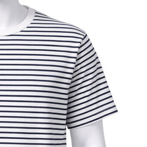 Camiseta personalizada a rayas con cuello redondo para hombre, de color sólido, 100% algodón, de alta calidad, manga corta, informal, para hombre. - Product Image 5
