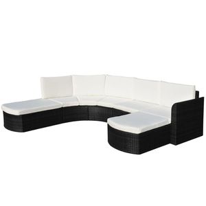 Ensemble de canapés modulaires de jardin en rotin PE noir, collection de meubles d'extérieur élégante - Product Image 1