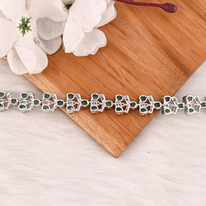 Emerald & CZ Gemstone 925 Sterling Silver Stylish <b>Bracelet</b> Handmade Luxury Jewelry for Unisex - Product Image 4