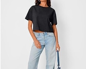 Nouvelle Arrivée OEM – T-shirts Courts Vintage Effet Délavé pour Femmes, Idéaux pour le Sport, le Yoga et l'Entraînement, Coupe Oversize à Manches Courtes - Product Image 2