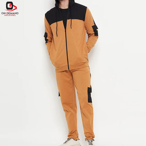 Ensemble de survêtement pour homme avec blocs de couleurs contrastées, veste à col montant zippée et pantalon de jogging, design streetwear décontracté - Product Image 5