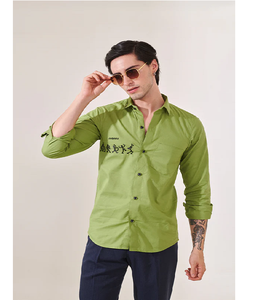 เสื้อเชิ้ตแขนยาวผ้าทวิลล์ปักลายสำหรับผู้ชาย ทรงเข้ารูป ติดกระดุม ใส่สบายๆ ในฤดูร้อน ใส่ได้ทุกวัน สไตล์สตรีทแวร์ ใส่ทำงาน ใส่ไปงานกลางคืน - Product Image 1