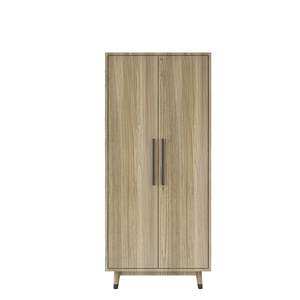 Pieds en cuivre noir couleur chêne Armoire en bois suspendue à tige unique avec 2 portes Triamine 9398-1 Panneau de densité collé - Product Image 4