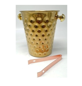 Cubo de hielo metálico de diseño elegante con asas de cuerno de ciervo, diseño redondo, estilo vintage, resistente al óxido, para fiestas, uso doméstico. - Product Image 2