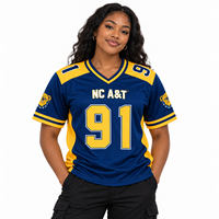 Maillot de football NC A&T pour homme, col en V, manches courtes, sublimé, anti-humidité, 91 bleu jaune, uniforme d'équipe