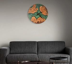 Handmade Olive Wood <b>Wall</b> <b>Clock</b> <b>Green</b> Epoxy Resin Botanical Home Decor At cheap Price - Product Image 5