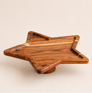 Eco-Friendly Star Shaped Wooden Cupcake Display Pedestal Durable Acacia Wood Serving Platter And Dessert Riser For Bakery Pastry - Product Image 1