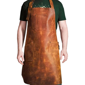 Tablier de travail en cuir unisexe de haute qualité, respirant, fait main, confortable et résistant, avec poches, pour chef et boucher - Product Image 1