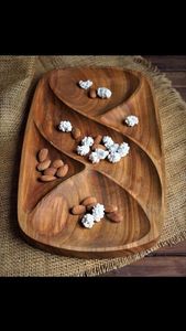 Bandeja y tazón de madera de diseño personalizado para servir pan, pasteles, bocadillos, frutas secas y presentación para la hora del té. - Product Image 5