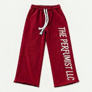 Pantalon de survêtement oversize en coton épais 100 % avec strass, style streetwear vintage, coupe droite, imprimé personnalisé pour femme - Product Image 1