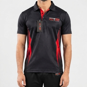 Uniforme de Cricket Negro y Rojo para Hombre, Ropa Deportiva Transpirable de Poliéster con Diseño de Rayas Diagonales, Precio Económico y Servicio OEM - Product Image 3