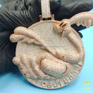 Colgante de Pato de Lujo con Diamantes VVS Cultivados en Laboratorio, Estilo Hip Hop, Diseño de Animal de Dibujos Animados, en Plata de Ley 925 Chapada en Oro - Product Image 4