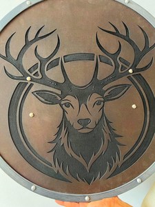 Bouclier Viking en bois sculpté à la main, motif bois de cerf, pour cosplay et décoration, cadeau d'Halloween - Product Image 4