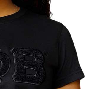 T-shirt en chenille noir Zeta Phi Beta pour femme, lettres grecques brodées, chemise de sororité, élégant, décontracté, haut de gamme, doux - Product Image 3