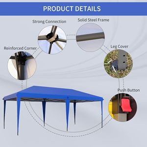 Blue 10x19.2 Pop Outdoor Gazebo <b>Tent</b> Carry Bag Waterproof Double Oxford PVC Party <b>Canopy</b> Aluminum Iron Sidewall for Promotions - Product Image 5