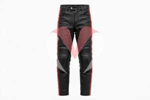 Conjunto de Chaqueta y Pantalones de Motocicleta de Cuero Negro para Hombre, Traje de Conducción Resistente al Viento con Rayas Rojas y Blancas - Product Image 3