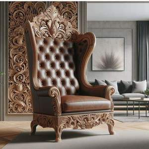 Luxury Royal-Inspired Modular Eco-Friendly Teak Wood Sectional <b>Sofa</b> <b>Set</b> with Plush Tufted <b>Cushions</b> for Elegant Living Room - Product Image 2