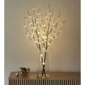 32IN 100 LED <b>Lighted</b> Brown Willow Branches with <b>Timer</b> Battery Operated Christmas Wreath Warm White <b>Lights</b> for Holiday Decor - Product Image 1