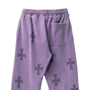 Conjunto de Chándal de Alta Calidad con Logotipo Estampado con Efecto Desgastado por el Sol y Pedrería para Hombre y Mujer, Conjunto de 2 Piezas - Product Image 2