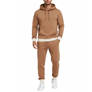 Ensemble de survêtement pour homme le plus vendu, sweat à capuche marron, ensemble de survêtement premium avec poignets côtelés et pantalon assorti - Product Image 2