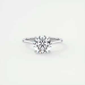 Bague de fiançailles solitaire classique style cathédrale avec diamant rond de laboratoire de 2,00 carats et sertissage à quatre griffes en or blanc 14 carats - Product Image 3