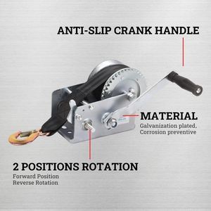 Manivela de Mano para Remolque de Barco con Gancho de Alta Resistencia, Correa de Poliéster de 16.4 Pies, Operación Manual con Trinquete para ATV UTV - Product Image 5