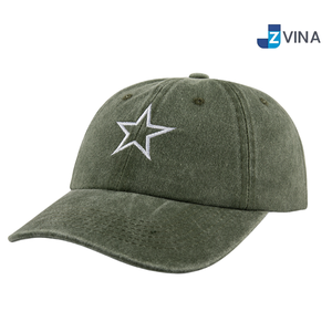 Casquette en coton délavé vintage avec logo personnalisé, unisexe, réglable, avec étoile brodée à l'avant, pour un usage décontracté en extérieur - Product Image 1